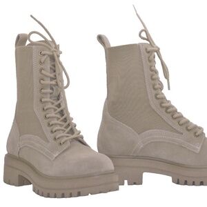Steve Madden Kenny Combat Boots Women’s 9.5 Beige Taupe Suede New